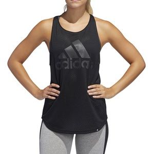 Adidas Women’s Black Essential Logo Mesh Hole Tank
